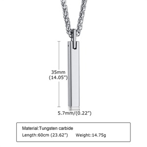 New Collection <b>Tungsten</b> Carbide Necklace bar Shape Pendant Necklace Men - Product Image 4