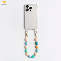 Lanière de cou de coque de téléphone cristal naturel acrylique pierre colorée perlée sangle de téléphone pour iphone 15 couverture