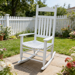Fauteuil à bascule artisanal en bois de peuplier de qualité supérieure, style rustique et campagnard, durable pour chambre à coucher, loisirs, détente, confort, repos, siège de salon, décoration - Product Image 2