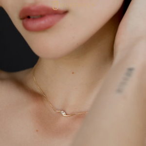 18K <span class=keywords><strong>Gold</strong></span> Wellenform Marquise-Schliff Labor-Diamant Anhänger Halskette - Minimalistischer Eleganter Edler Schmuck für Frauen, Tägliches Tragen Geschenk - Product Image 5