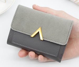 Portafoglio da Donna Corto di Fabbrica Versione Coreana, Portamonete alla Moda in Pelle PU, Fermasoldi di Lusso, Porta Carte e Contanti Pieghevole da Donna - Product Image 3