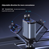 Chargeur de voiture pour téléphone portable C6 120W à charge ultra-rapide 1 à 4 avec projecteur de ciel étoilé et câble rétractable