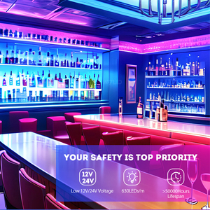 Tira de LED COB RGB de 12V/24V CC, 630 LED/m, sin Puntos, Flexible, 5M/Rollo, PCB de 10mm - Product Image 2