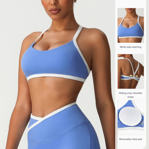 Soutien-gorge personnalisé à bretelles spaghetti et couleurs contrastées Soutien-gorge pour le dos Beauté Sous-vêtements de sport à séchage rapide Running Fitness Débardeur Femmes - Product Image 4