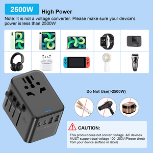 3.4A 17W 3 USB C & 1 USBA 듀얼 10A 융합 국제 플러그 어댑터 범용 여행 어댑터 전세계 여행 어댑터 - Product Image 4