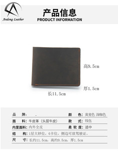Baogong — portefeuille en cuir pour hommes, porte-monnaie en gris, en cuir de cheval rétro, pochette pour clés, multi-fonction avec porte-cartes, nouvelle collection - Product Image 3