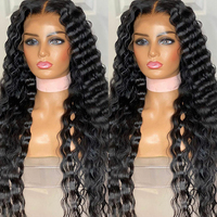 Perruque en cheveux naturels 12A de 30 pouces de long, 100 % cheveux humains, perruque frontale avec fermeture en dentelle suisse, perruques frontales en dentelle à ondulations profondes pour femmes noires