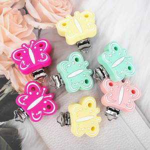 Nouvel arrivage Clip de dentition coloré en silicone de qualité alimentaire Anti perte chaîne de sucette papillon bébé clip de support de sucette - Product Image 1
