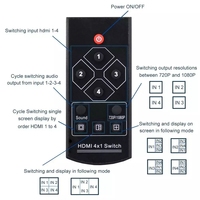 4x1 HDMI Switcher Quad Multi-VIEWER Seamless Full HD 1080p IR Control 4 en 1 Out HD Multiviewer HDMI Switch