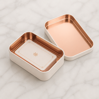 Porte-cartes Oracle Minimaliste Crème Blanc Or Rose, Élégant Organisateur de Bureau de Luxe, Boîte en Étain