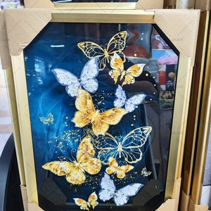 Pintura Decorativa Abstracta POLA sobre Lienzo, Hoja de Planta, Decoración de Pared, Negro y Dorado, Pintura de Porcelana de Cristal para el Hogar - Product Image 3