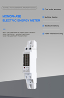Wattmeter Digital LCD Satu Fasa Dua Kawat, Pengukur Konsumsi Daya Energi Listrik kWh AC 220V 50Hz, Pemasangan Din Rail