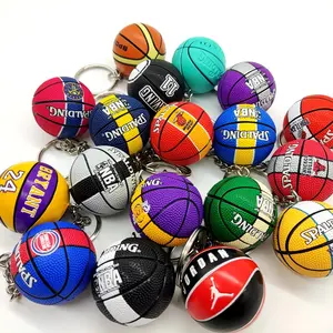 맞춤형 PVC 유명한 N BA 농구 스타 팀 가죽 키 체인 스포츠 키 체인 PVC 고무 미니 3D 농구 키 체인