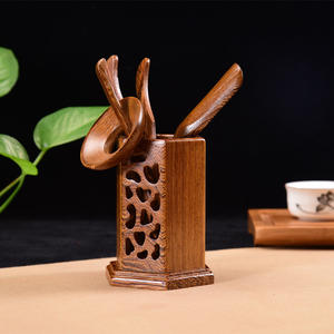 Boîte à <span class=keywords><strong>thé</strong></span> en bois de style chinois vintage, double bonheur creux, semi-circulaire carrée - Product Image 2