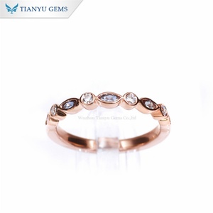 Tianyu joyería fina personalizada oro sólido 10K 14K 18K laboratorio alejandrita moissanita media eternidad compromiso alianzas de boda - Product Image 4