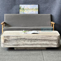 Table basse rectangulaire moderne de luxe style Wabi-sabi en travertin gris argenté pour salon, villa, hôtel, décoration, socle bas