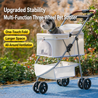 Carrito Plegable Impermeable de 3 Ruedas para Mascotas, Perros Pequeños y Medianos, Gatos, con un Solo Toque, Duradero, Ligero, Ventilación Completa, Oxford