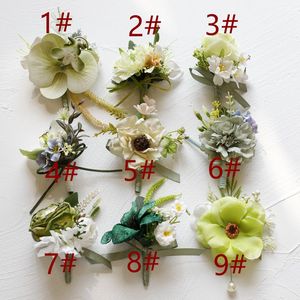 All'ingrosso sposa sposo matrimonio evento festa di ballo di fine anno fiore artificiale serie verde spilla fiore spalla fiore corpetto fiore - Product Image 2