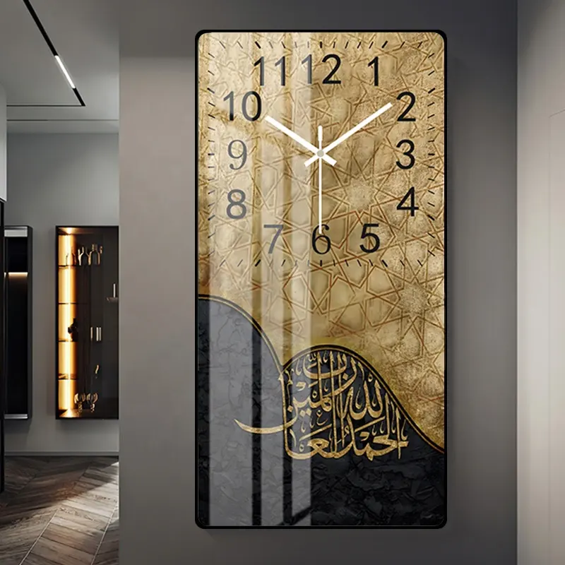 Nieuwe Moderne Islam Kristal Porselein Schilderij Indoor Wandklok Art Islamitische Kalligrafie Schilderij Voor Woonkamer Interieur