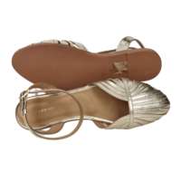 Sandales plates à bout pointu tendance été Femme Platinum, taille 36, talon de 1,5 cm, cuir véritable, confortables, fermeture à boucle