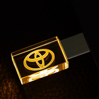 Memoria USB de Cristal con Logotipo Personalizado Gratuito, Unidad Flash USB de Alta Velocidad de 32 GB y 64 GB, Llave USB 2.0 con Luz LED, Pendrive