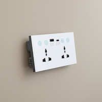 Prise murale intelligente Tuya 147type 13A double Wi-Fi universelle à 2 prises en verre trempé avec USB Type-C, normes EU/US/UK, 20A nominale