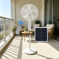 Ventilateur solaire rechargeable de 16 pouces à 3 vitesses avec télécommande et lumières, ventilateurs solaires d'extérieur multi-ajustables
