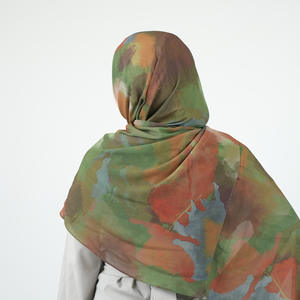 <span class=keywords><strong>Bove</strong></span> suave gasa Baotou bufanda larga Tie-Dye ángulo recto rizo invierno verano étnico turbante Hijab chal para estilo de Oriente Medio - Product Image 3