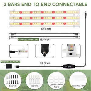 13.18 Inch 3500K Three Plant <strong>Lights</strong> <strong>LED</strong> Grow <strong>Light</strong> Strips 90-Bulb <strong>Full</strong> <strong>Spectrum</strong> Dimmable Plant Growing Lamp Bars Indoor Plants