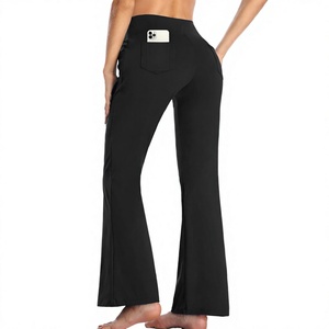 Wholesale <b>High</b> Quality Solid Back Pockets Winter Women's Polyester Spandex Fleece <b>Thick</b> Thermal Quick Dry Yoga <b>Leggings</b> - Product Image 1