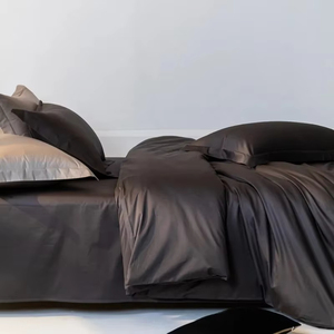 Premium High contes 1400TC Set di biancheria da letto in cotone egiziano doppio jeen King <span class=keywords><strong>nero</strong></span> morbido copripiumino flat_unded federe - Product Image 2