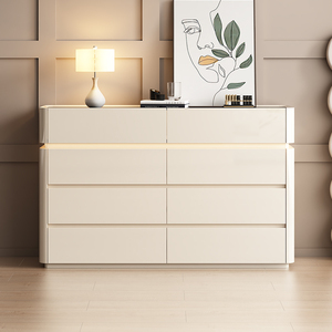 <span class=keywords><strong>Commode</strong></span> intelligente avec plateau en verre texturé noir, éclairage tactile à commande vocale, poignée intégrée, coins arrondis, coffre de rangement à <span class=keywords><strong>tiroirs</strong></span> - Product Image 1