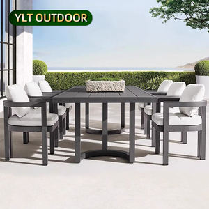 आधुनिक होटल आउटडोर टेबल और कुर्सी एल्यूमीनियम डाइनिंग आउटडोर फर्नीचर रिसॉर्ट विला पेस्टल सेट वाटरप्रूफ पैटियो गार्डन कुर्सियां - Product Image 1