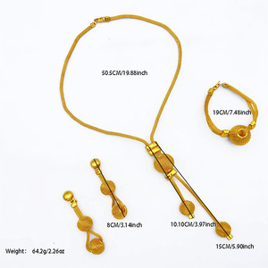 Parure de bijoux de luxe ZX en or 24 carats, exquise finition filigrane, collier, boucles d'oreilles, bague, bracelet, pour mariée, mariage, vente en gros, anti-ternissement - Product Image 4