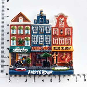 Aimant de réfrigérateur 3D personnalisé en résine UV, impression ou peinture à la main, souvenir néerlandais, maison de tulipe, boutique d'halloween, aimants pays-bas - Product Image 1