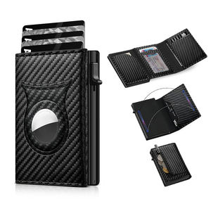 Cartera AirTag para Hombre, Cartera Minimalista con Soporte para AirTag, Estuche Delgado e Inteligente para Tarjetas con Ventana para Identificación y Bloqueo RFID - Product Image 1