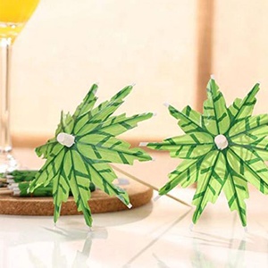 Parapluie en papier cocotier tropical Pics à cocktail <span class=keywords><strong>Parasol</strong></span> Pics à fruits Cupcake Toppers - Product Image 5