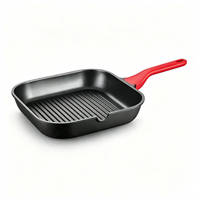 Poêle à griller 24/28 cm avec revêtement antiadhésif en marbre, plaque à griller en aluminium avec base à induction pour cuisine moderne, poêle carrée