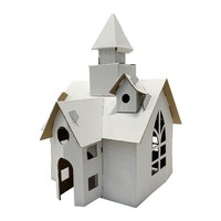 Vormontiertes Papphaus zum Bemalen Wellpappe-Schloss Spielhaus für Kinder DIY-Kritzel-Bauhütte Modell