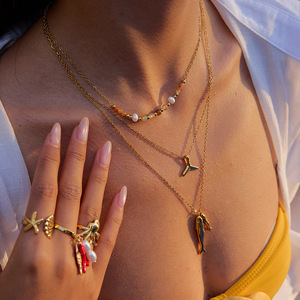 Collar con Colgante de Piscis, Chapado en Oro de 18K, Acero Inoxidable, Forma de Animal, Joyería Unisex para Uso Diario - Product Image 3