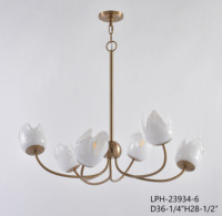 Lustre en acier moderne à fleurs dorées personnalisées, hauteur réglable, base d'ampoule E12, taille moyenne, faisceau 360°, dimmable, installation facile