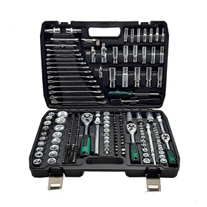 Kit d'outils combinés 216 pièces en acier au carbone avec cliquet, clés à douilles, tournevis et mallette de transport rigide pour réparation automobile - Product Image 4