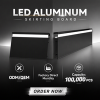 Profil Lisplang Dinding Lantai Logam Kabinet Dapur Dekoratif Modern, Papan Skirting Aluminium LED