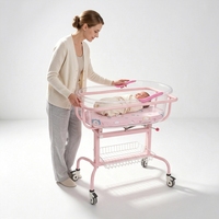 Lit d'enfant mobile médical, chariot à bascule réglable en hauteur, lit transparent en acrylique pour nouveau-né, pour hôpital, centre de soins post-partum