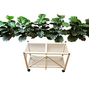 Chariot roulant moderne en alliage métallique à 2 niveaux avec roues, table pliante en maille pour salon, table d'appoint au design minimaliste - Product Image 1