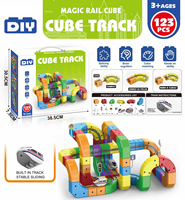 Circuit de train électrique Rail Cube pour enfants, piste de course flexible 3D, jouet de construction DIY, apprentissage STEM amusant, 123 pièces