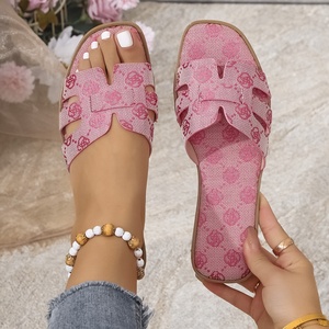 2025 mùa hè thời trang xu hướng mới vuông đầu một bàn đạp phẳng bãi biển dép một nhân vật Châu Âu phong cách Mỹ tất cả các trận đấu ánh sáng - Product Image 4