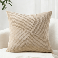Housse de coussin carrée pour canapé en tissu côtelé lavable avec surpiqûres