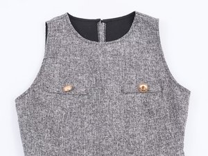 MYST&ZA Abbigliamento Donna 2025 Inverno Nuovo Elegante Abito Senza Maniche con Collo Tondo e Pieghe in Stile Casual Chic - Product Image 2