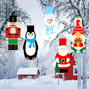 Drapeaux suspendus de noël père noël bonhomme de neige en forme d'arbre de noël tenture murale maison <span class=keywords><strong>porte</strong></span> <span class=keywords><strong>décoration</strong></span> de fête en plein air - Product Image 6
